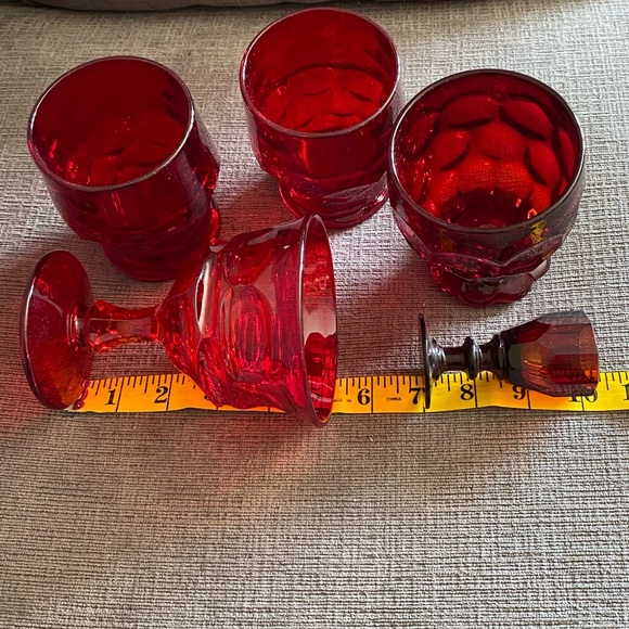4 Vintage Ruby Red Glasses - 2 Georgian, 1 Imperial Provincial, 1 Fostoria Argus - Picture 9 of 9